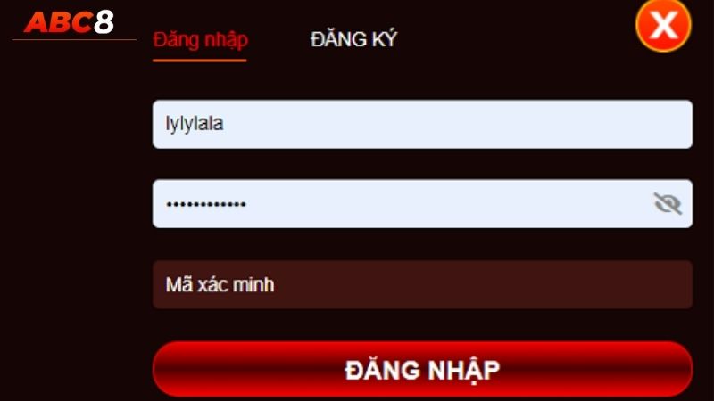 Thao tác đăng nhập ABC8 chuẩn xác